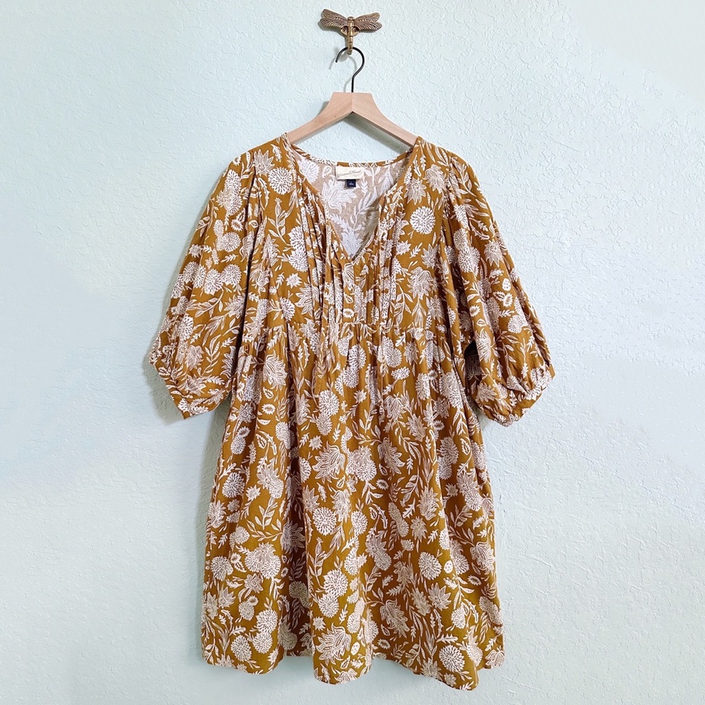 Universal Thread• Boho Print Dress•Caramel Mustard Color